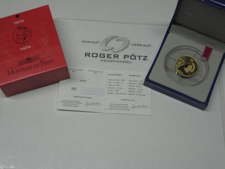 Frankreich 10 Euro 2007 Tintin Tim en Struppi nur 1 000 E..., Timbres & Monnaies, Monnaies | Europe | Monnaies euro, Envoi