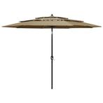 vidaXL Parasol 3-laags met aluminium paal 3 m taupe, Tuin en Terras, Verzenden, Nieuw