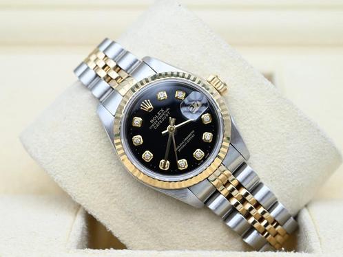 Rolex Lady-Datejust Ref. 69173 Year 1996 (Box & Papers), Handtassen en Accessoires, Horloges | Dames, Goud, Zo goed als nieuw