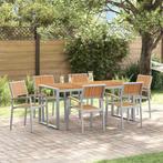 vidaXL Tuin Eettafel Set 7 pcs Grijs Massief Acacia Hout, Verzenden