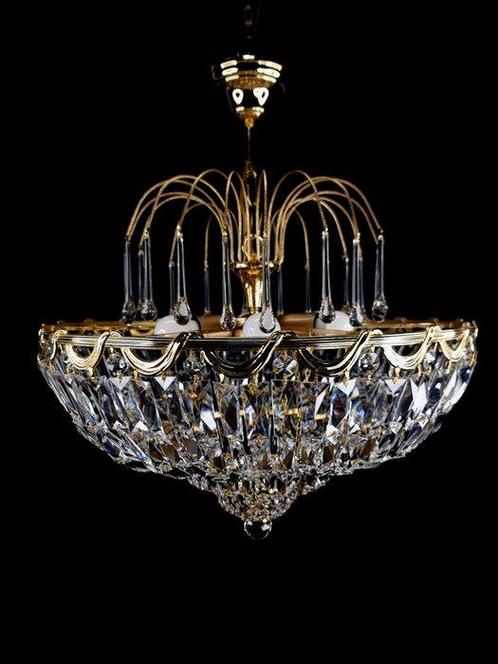 Plafondlamp - 66X57 cm - Kristal, Messing - Kristallen lamp, Antiek en Kunst, Curiosa en Brocante