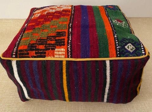 Kelim Poef - Kelim - 48 cm - 48 cm, Huis en Inrichting, Stoffering | Tapijten en Vloerkleden
