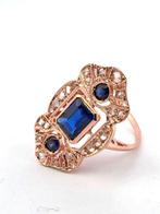 Zonder minimumprijs - Ring - 9 kt. Roségoud, Zilver Saffier, Handtassen en Accessoires, Ringen, Nieuw