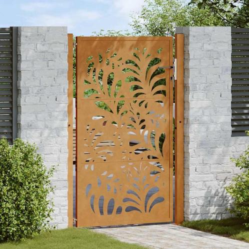 vidaXL Poort met golfontwerp 105x155 cm weervast staal, Tuin en Terras, Tuinpoorten, Nieuw, Verzenden
