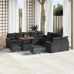 vidaXL 13-delige tuinset met kussens in zwart poly rattan en, Verzenden, Nieuw, Tuinset
