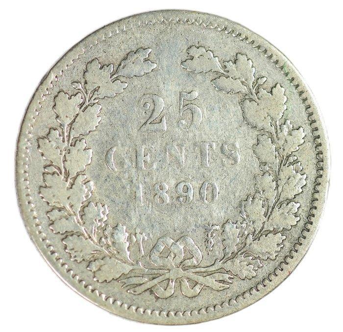 Nederland. Willem III (1849-1890). 25 Cents 1890 – Schulman, Postzegels en Munten, Munten | Nederland