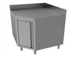 RVS Hoekwerktafel, werktafel met een deur en een schap, B100