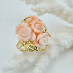 Koraal - Zilver, Verguld - Ring - ROSE INCISÉE IN CORALLO, Antiek en Kunst