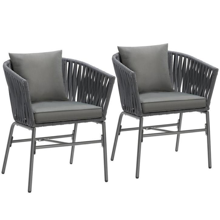 tectake Stoelset Valeiras in rope-design, dikke kussens, 60x, Tuin en Terras, Overige Tuin en Terras, Verzenden