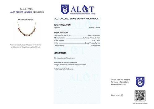 Zonder Minimumprijs - Halsketting Zilver - Granaat -, Handtassen en Accessoires, Kettingen