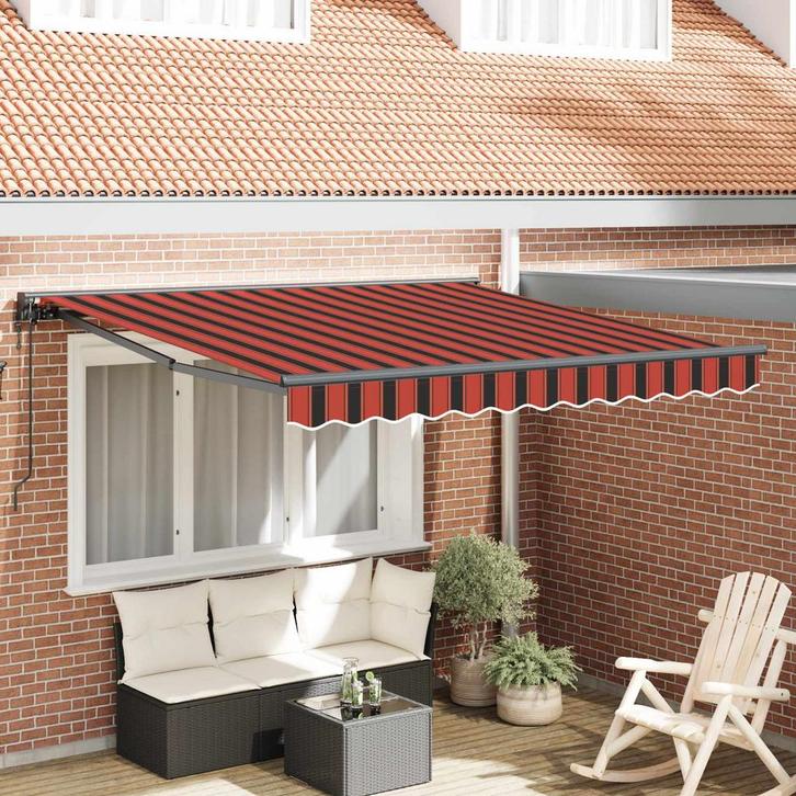 vidaXL Inklapbare Luifel Oranje en Zwart 350 x 250 cm, Tuin en Terras, Zonneschermen, Nieuw, Verzenden