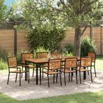 vidaXL 9-delige Tuinset Zwart Poly Riet en Acacia, Tuin en Terras, Tuinstoelen, Verzenden, Nieuw