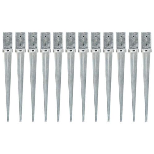 vidaXL Grondpinnen 12 st 8x8x76 cm gegalvaniseerd staal, Caravans en Kamperen, Kampeeraccessoires, Nieuw, Verzenden