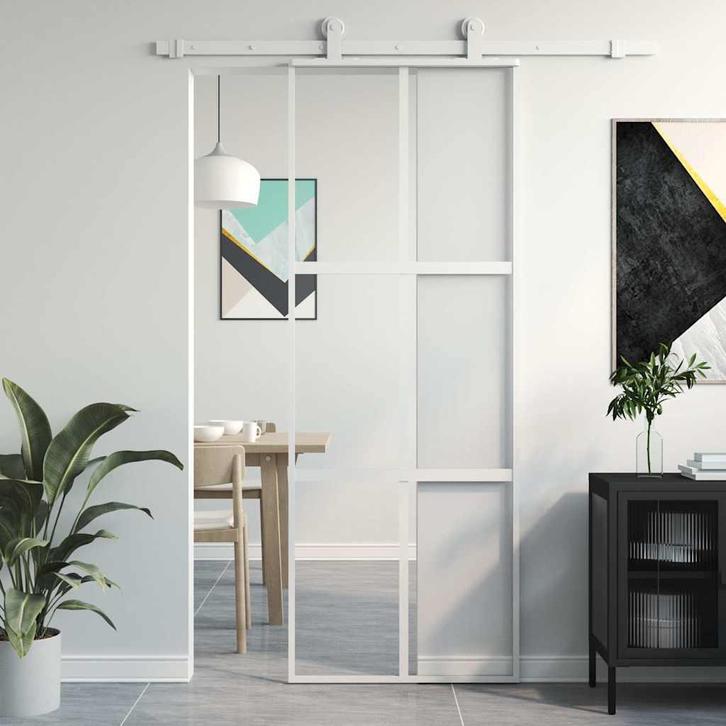Schuifdeur Wit Glas 76x205 - Retour Deal - 53% Korting!, Doe-het-zelf en Bouw, Deuren en Vliegenramen, Schuifdeur, Nieuw, Binnendeur