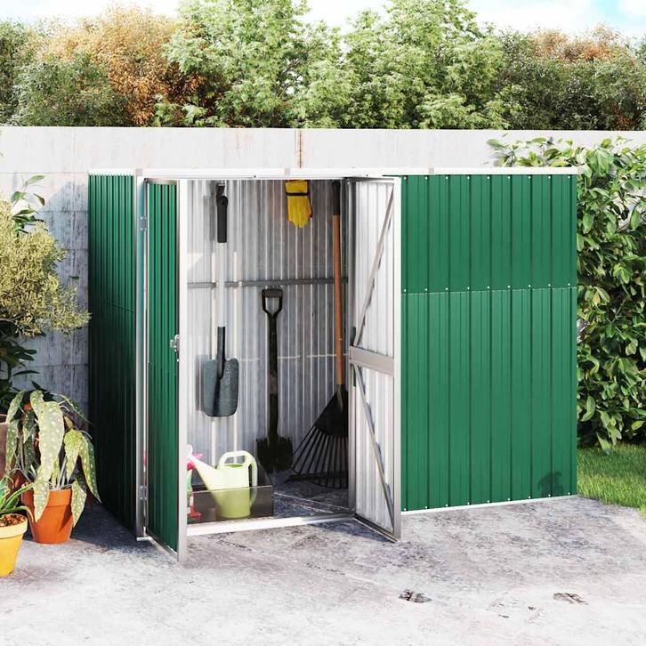 vidaXL Tuinschuur 225x89x161 cm gegalvaniseerd staal groen, Tuin en Terras, Tuinhuizen, Nieuw, Verzenden