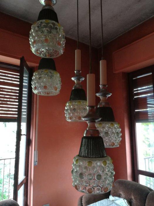 Plafondlamp - Glas, Metaal, Chroom, Antiek en Kunst, Antiek | Verlichting