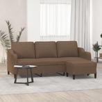 vidaXL Driezitsbank met voetenbank 180 cm stof bruin, Verzenden, Nieuw
