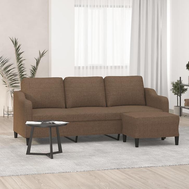 vidaXL Driezitsbank met voetenbank 180 cm stof bruin, Huis en Inrichting, Zetels | Zetels, Nieuw, Verzenden