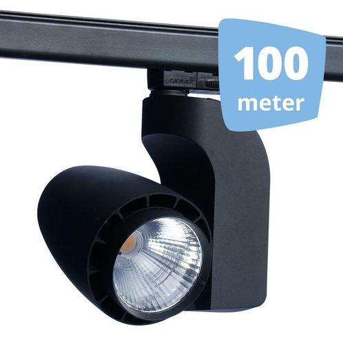 *TIP*  LED railverlichting vento zwart 100 spots + 100m rai, Maison & Meubles, Lampes | Spots, Enlèvement ou Envoi