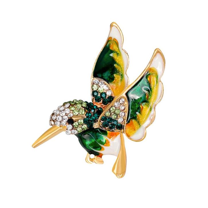 Fako Bijoux - Broche - Vogel - 42x41mm - Groen, Handtassen en Accessoires, Broches, Verzenden