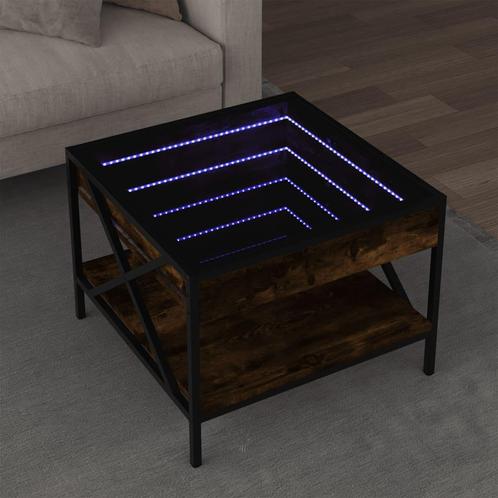 vidaXL Salontafel met Infinity LED 50x50x38 cm gerookt, Huis en Inrichting, Tafels | Salontafels, Nieuw, Verzenden