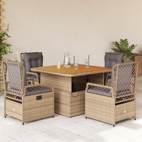 vidaXL 5-delige Tuinset met kussens poly rattan beige, Tuin en Terras, Tuinsets en Loungesets, Tuinset, Nieuw, Verzenden