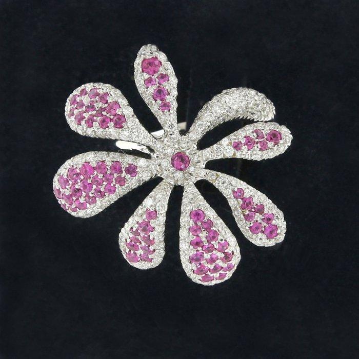 Bibigi - Ring - 18 karaat Witgoud - 3.08ct. tw. Saffier -, Handtassen en Accessoires, Ringen