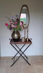 Bijzettafel - Hout Mahony - Gietijzeren onderstel -, Antiek en Kunst