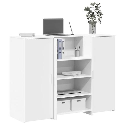 vidaXL Receptiebalie 135x50x103,5 cm bewerkt hout wit, Huis en Inrichting, Bureaus, Nieuw, Verzenden