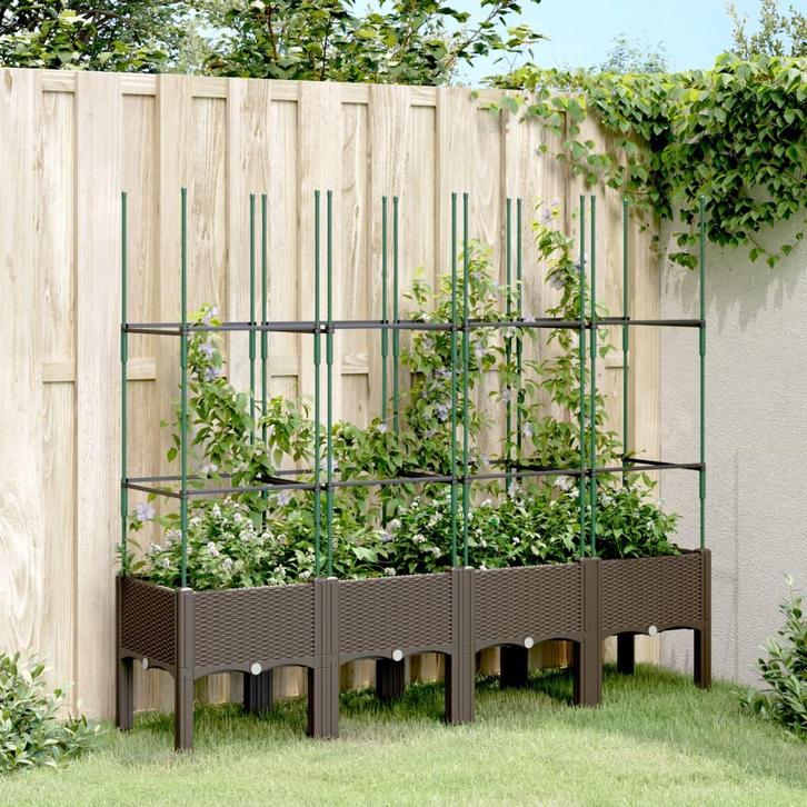 vidaXL Plantenbak met latwerk 160x40x142,5 cm polypropeen, Tuin en Terras, Bloempotten, Nieuw, Verzenden