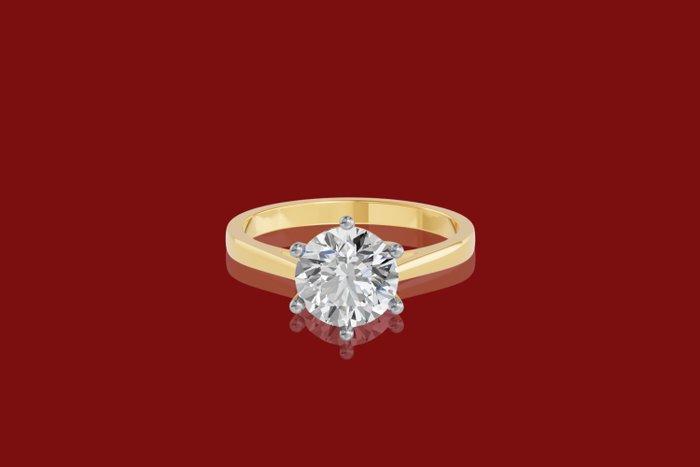 Ring - 14 karaat Geel goud - 2.21ct. tw. Diamant (Lab-grown), Handtassen en Accessoires, Ringen