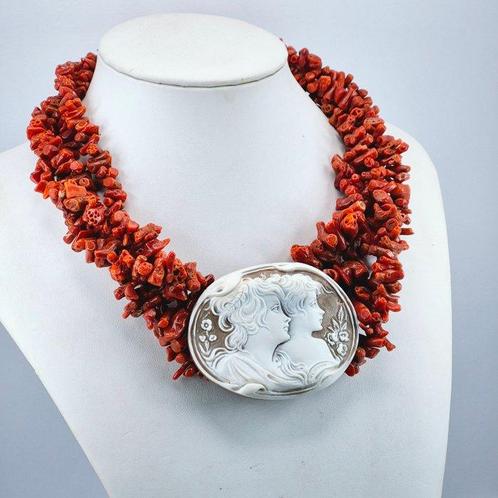Corail rouge - Argent, Plaqué or - Collier - Collier Corallo, Verzamelen, Dierenverzamelingen
