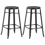 vidaXL Tabourets de bar lot de 2 noir acier, Verzenden