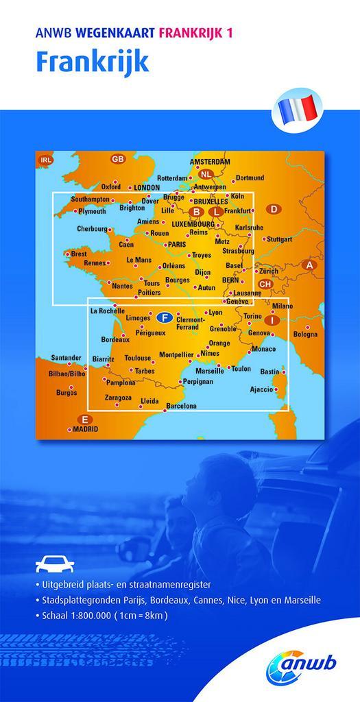 ANWB Wegenkaart Frankrijk 9789018042547 ANWB, Boeken, Schoolboeken, Gelezen, Verzenden