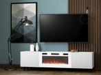 Tv-meubel Modern design met elektrische openhaard wit 181 x, Verzenden, Nieuw
