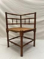 Stoel - Franse Bobbin Hoekstoel met Rieten Afwerking - Hout,