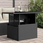 vidaXL Tuintafel met glazen blad 100x55x73 cm poly rattan, Jardin & Terrasse, Tables de jardin, Verzenden