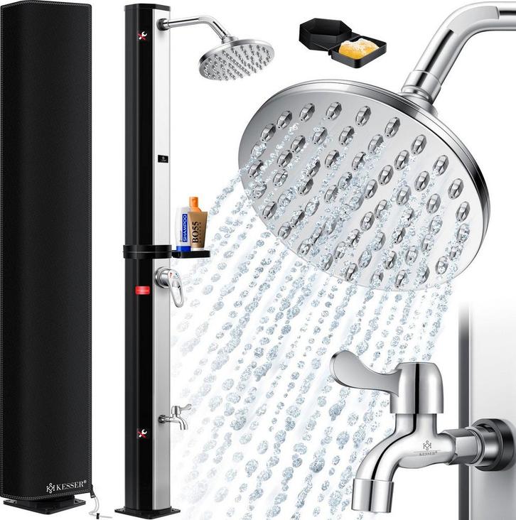 Buitendouche - Tuindouche - Zonneenergie - 40L - Zwart - KES, Doe-het-zelf en Bouw, Sanitair, Nieuw, Verzenden