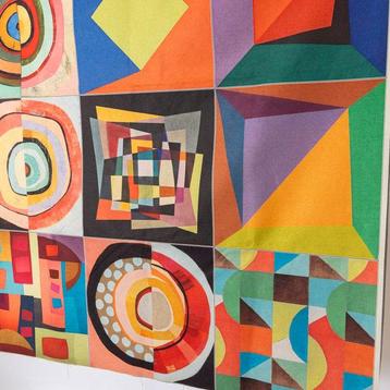9 Artistieke geometrische werken op stof - Textiel (9) - 143