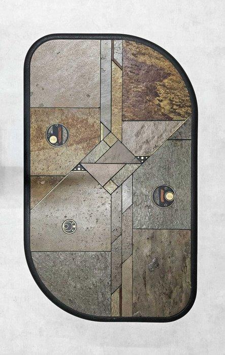 Fedam - Table basse - Bois, Pierre - Une table brutaliste, Antiek en Kunst, Antiek | Meubels | Stoelen en Sofa's
