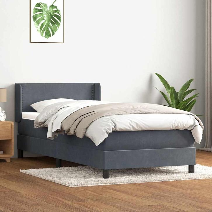 vidaXL Boxspring met matras fluweel donkergrijs 90x210 cm, Huis en Inrichting, Slaapkamer | Bedden, Nieuw, Verzenden