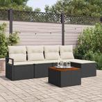 vidaXL Tuinbank Set met kussen 6 pcs Zwart Poly rattan, Verzenden, Nieuw
