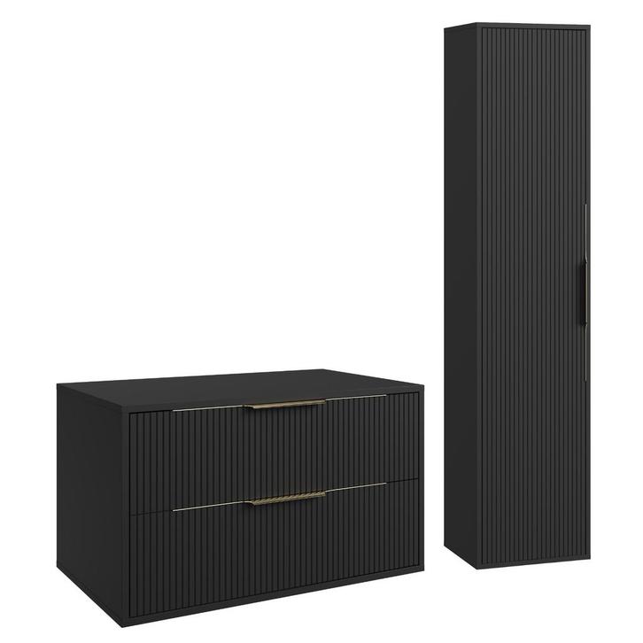 Wastafelkast Rimini 80 cm - Zwart -  Badmeubel met Kolomkast, Huis en Inrichting, Badkamer | Badkamermeubels, Nieuw, Verzenden