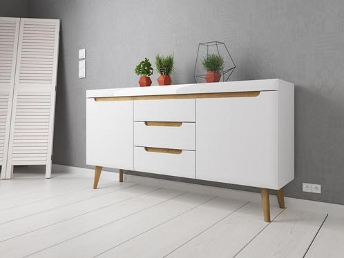Dressoir Nebraska - Wit - Eiken - 160 cm, Huis en Inrichting, Kasten | Dressoirs, 25 tot 50 cm, Nieuw, 150 tot 200 cm, Verzenden