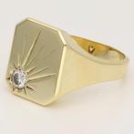 Ring - 14 karaat Geel goud Diamant (Natuurlijk) - Zegelring, Handtassen en Accessoires, Ringen, Nieuw