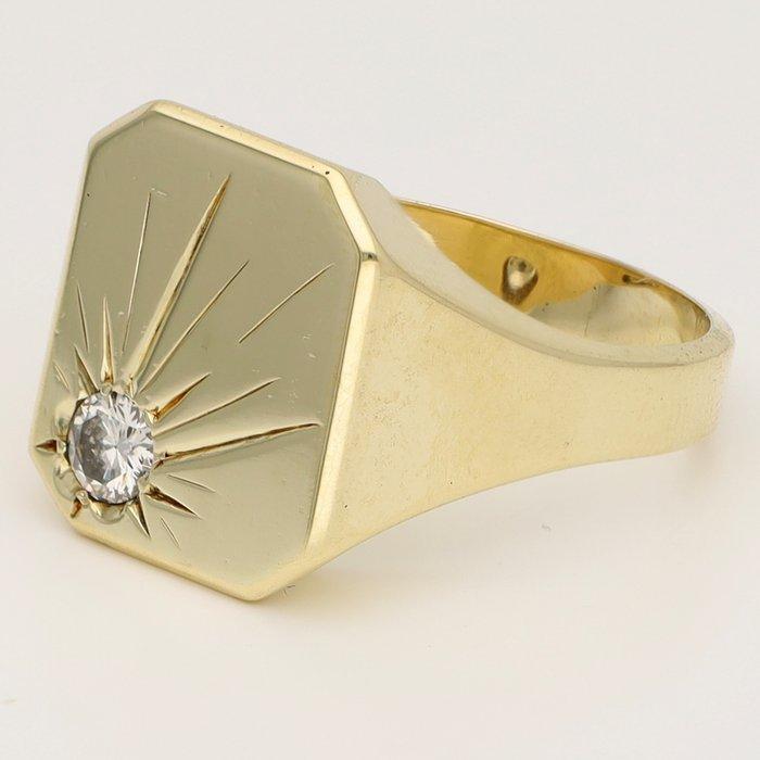Ring - 14 karaat Geel goud Diamant (Natuurlijk) - Zegelring, Handtassen en Accessoires, Ringen