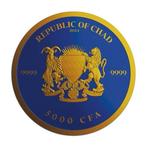 Tsjaad. 5000 Francs 2024, 1 oz Cannabis Royal Blue 24k