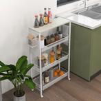 Opbergwagen – Keukentrolley - Mand en Werkblad – Wit, Ophalen of Verzenden, Nieuw