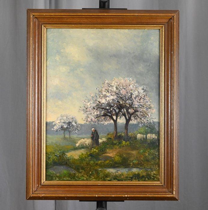 Jean Charles Millet (1892-1944) - La bergère, Antiek en Kunst, Kunst | Schilderijen | Klassiek