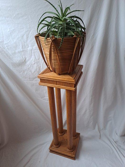 Jardinière - Rotin - Table de plante vintage en rotin avec, Antiek en Kunst, Kunst | Designobjecten